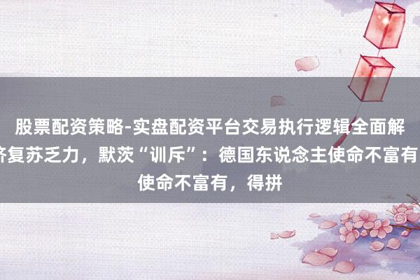 股票配资策略-实盘配资平台交易执行逻辑全面解析 经济复苏乏力，默茨“训斥”：德国东说念主使命不富有，得拼